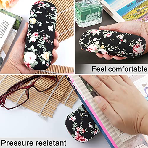Image of Glasses Case Hard Shell Eyeglass Case for Women Fabrics Floral Retro Spectacle Case Box Portable