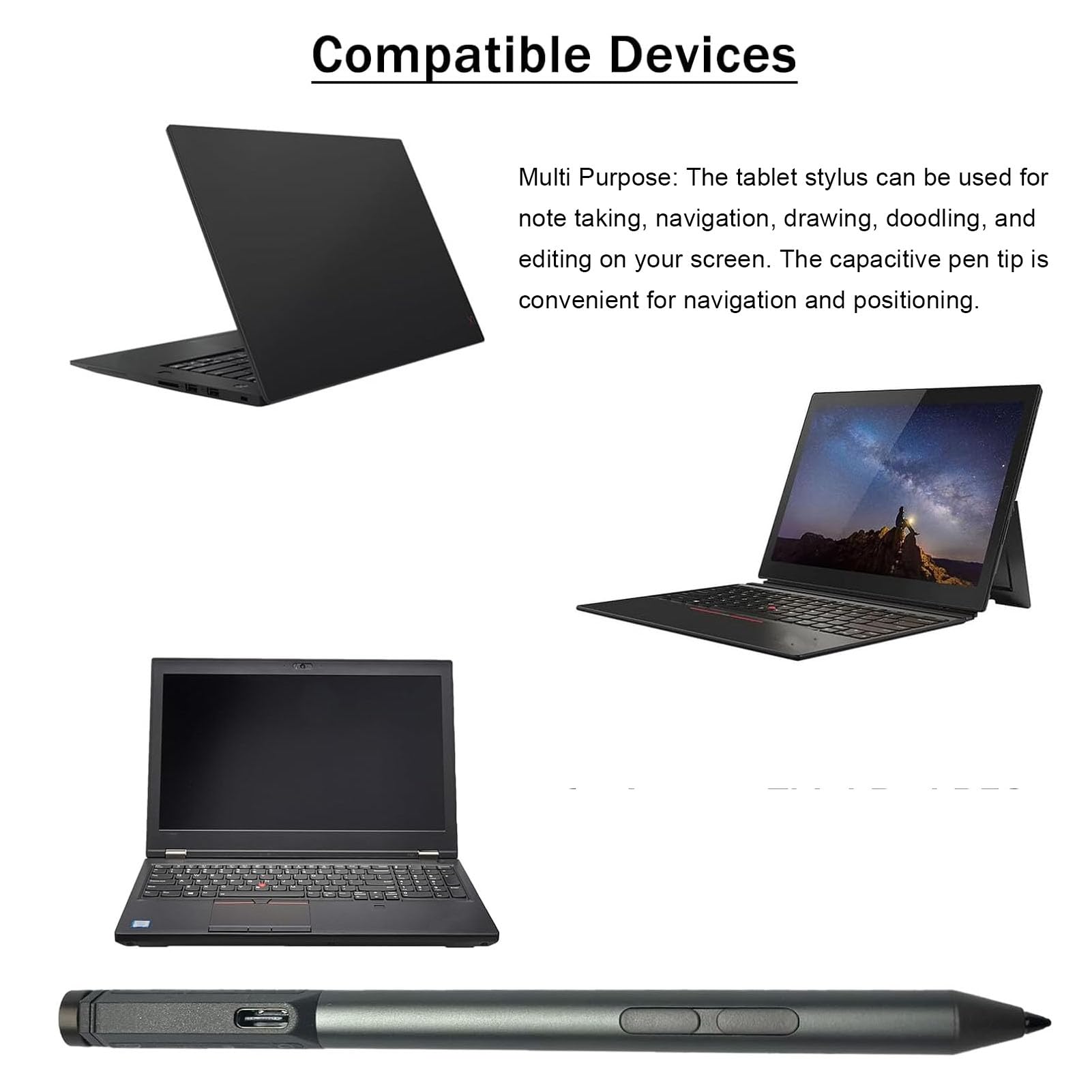 Jiawu Penna Stilo per Tablet per ThinkPad X1 Tablet Gen 3 4096 Livelli di sensibilità Alla Pressione per Prendere Appunti, Disegnare e Navigare, Metallo 1 unità