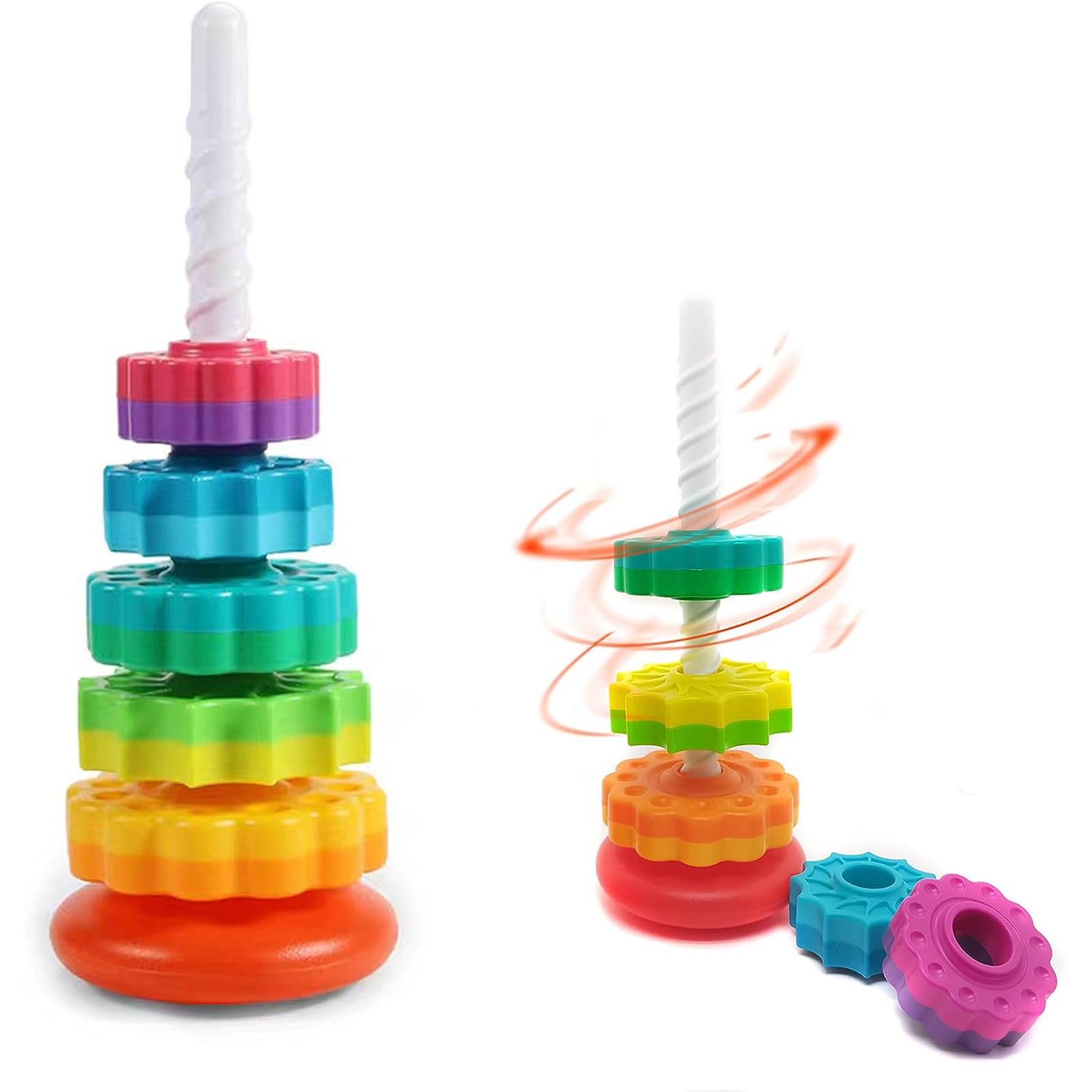 Rayyan Spinning Stacking Toys,Sensory Toys,Spin Toys for Toddlers 1-3,Strong ABS Plastic,Rainbow Spin Tower,Autism Spin Stack Toys,Stepping Stones Toys Suitable for Gifts for Boys and Girls