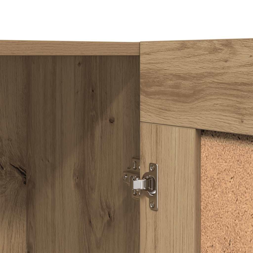Bücherschrank Artisan-Eiche 82,5x30,5x80 cm, Holzwerkstoff, mit 2 Türen, vielseitige Regaleinheit für Bücher, DVDs, Wohnzimmer, Schlafzimmer