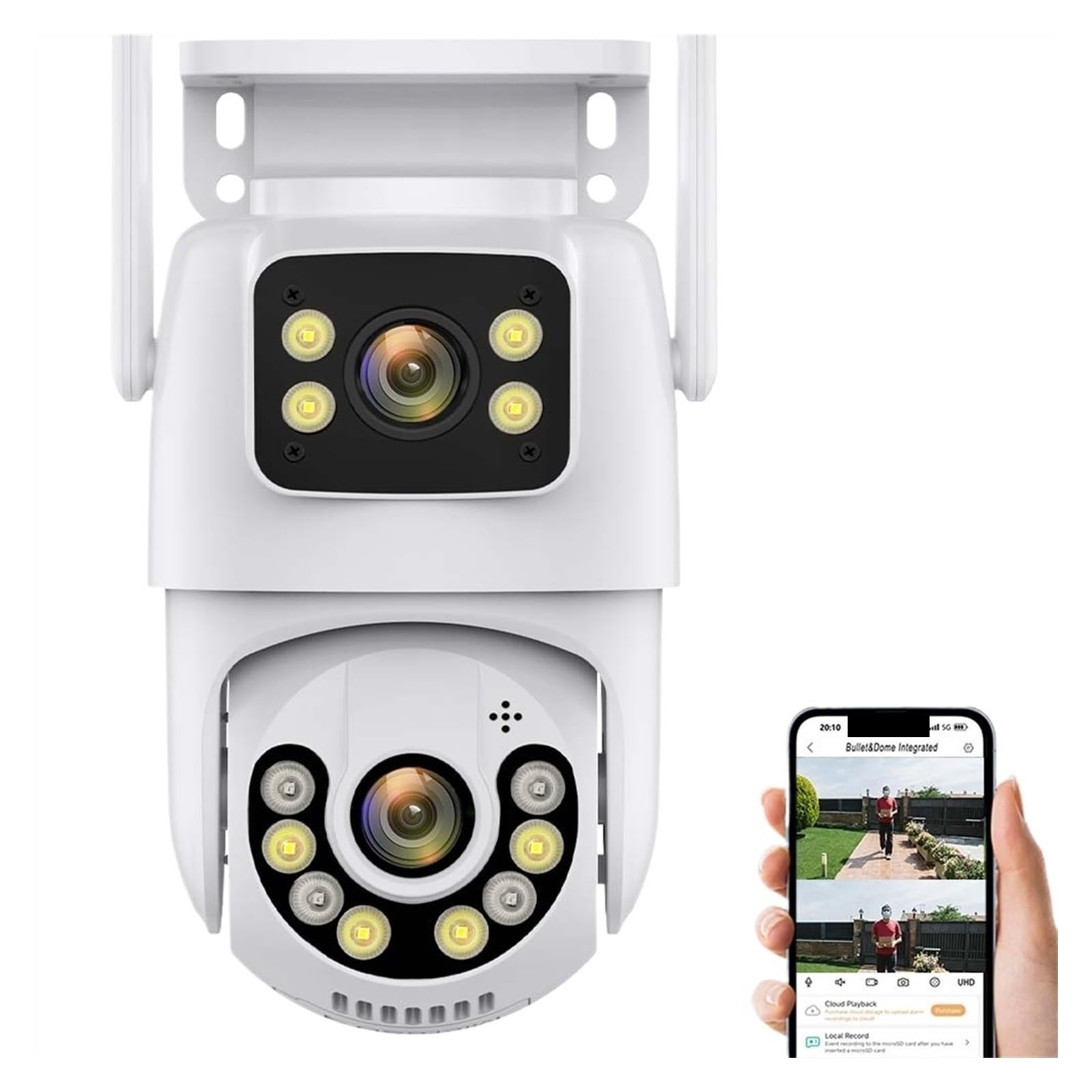 Kamera bezpieczeństwa zewnętrzna, Kamera Wi-Fi 8MP 4K PTZ Podwójny obiektyw Śledzenie AI Ochrona bezpieczeństwa Kamery monitorujące Wi-Fi Bezprzewodowa kamera CCTV Kamera Wi-Fi 360 ° Kamera bezpieczeń