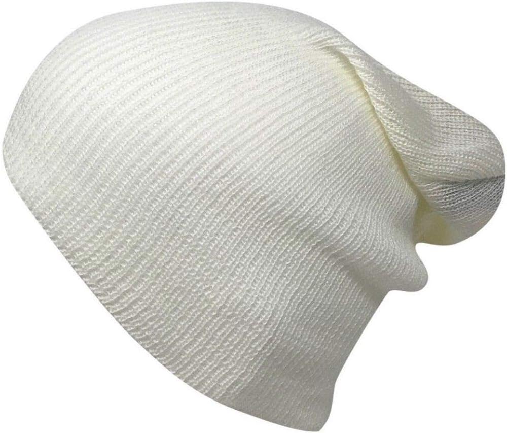 CasabaStylish Long Slouch Beanies for Men Women 12 inch Skull Cap Toboggan Hat Ivory, Ivory