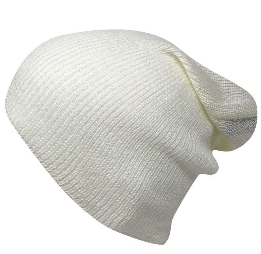CasabaStylish Long Slouch Beanies for Men Women 12 inch Skull Cap Toboggan Hat Ivory, Ivory