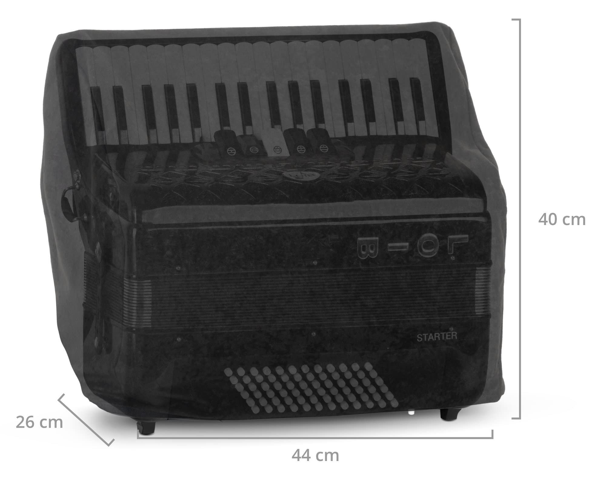 Alpenklang Akkordeon Case - Schutzhülle für 72 Bässe - Abmessungen: ca. 44 x 26 x 40 cm - Moderner Velours-Schwarz
