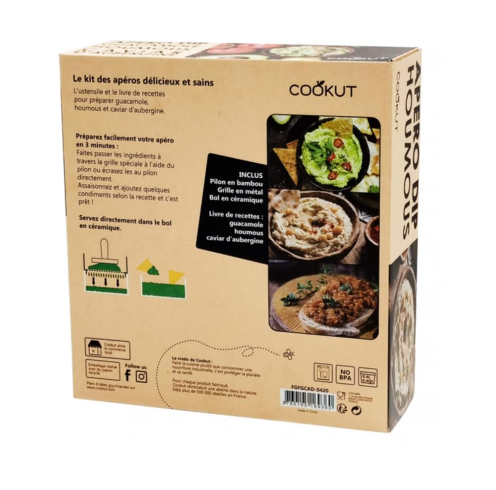COOKUT, Kit Apéro - Guacamole - Housmous - Caviar d'Aubergine