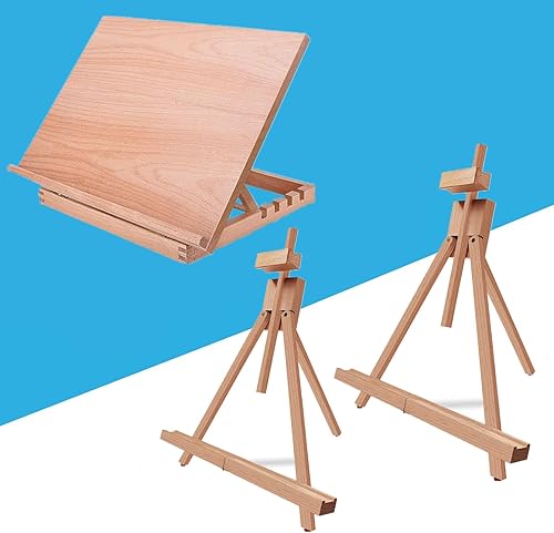 MIRATUSO Caballete de mesa A3 con superficie lisa, caballete artístico (paquete de 2) Caballete de pintura con marco A para artistas, niños,