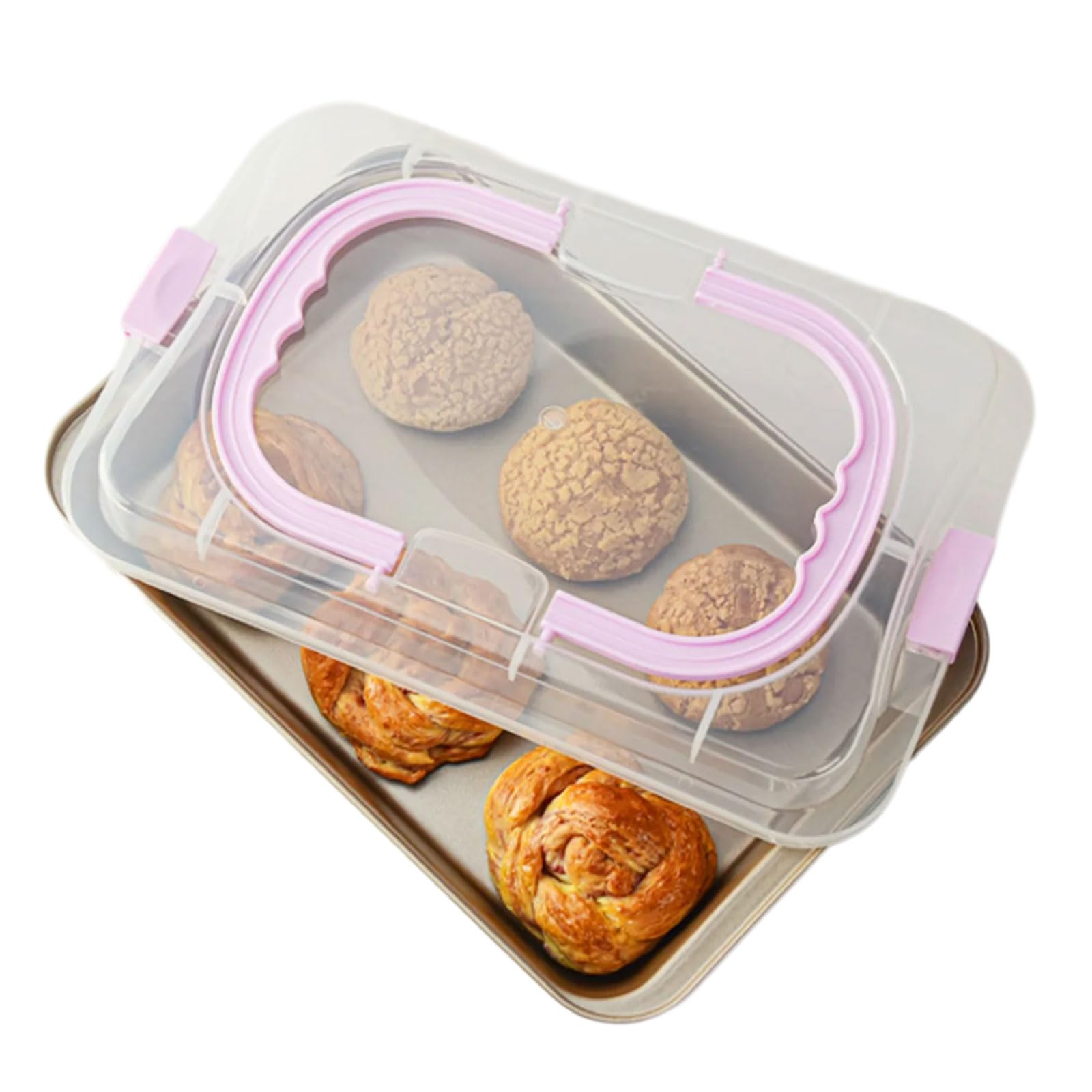 ZEPFJHE Kitchen Rectangular Cake Pan Baking Sheet Nonstick Coating Bakeware Roasting Tray with Lid and Handle for Toaster Oven Baking Sheet