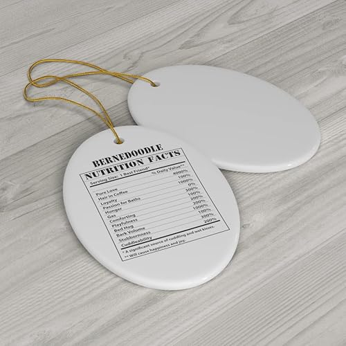 Miniatura 3 de Funny Bernedoodle - Adornos para árbol de Navidad, diseño ovalado de cerámica