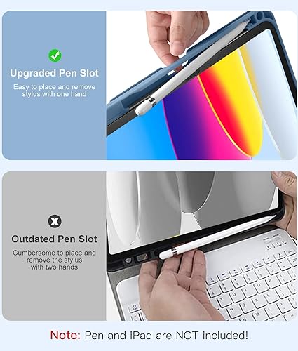 Vista 62 de Hamile Funda para iPad de 11ª y 10ª generación con teclado - 7 colores retroiluminados Inalámbricos Desmontable Folio Funda de teclado con soporte