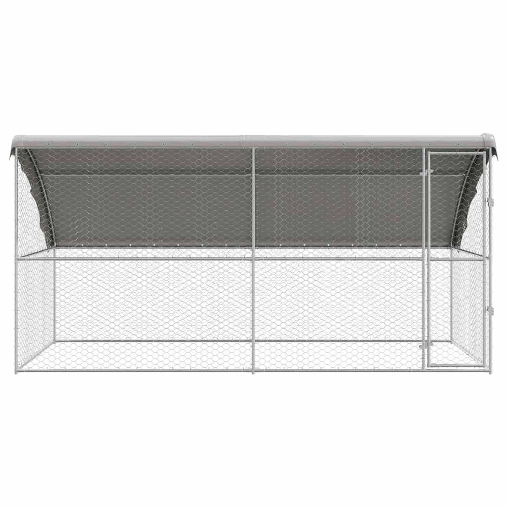 Jaula para perros, 2 unidades, color plata, 4 x 2 x 2 m, acero galvanizado, para exteriores, caseta para perros, parque para cachorros de jardín -A