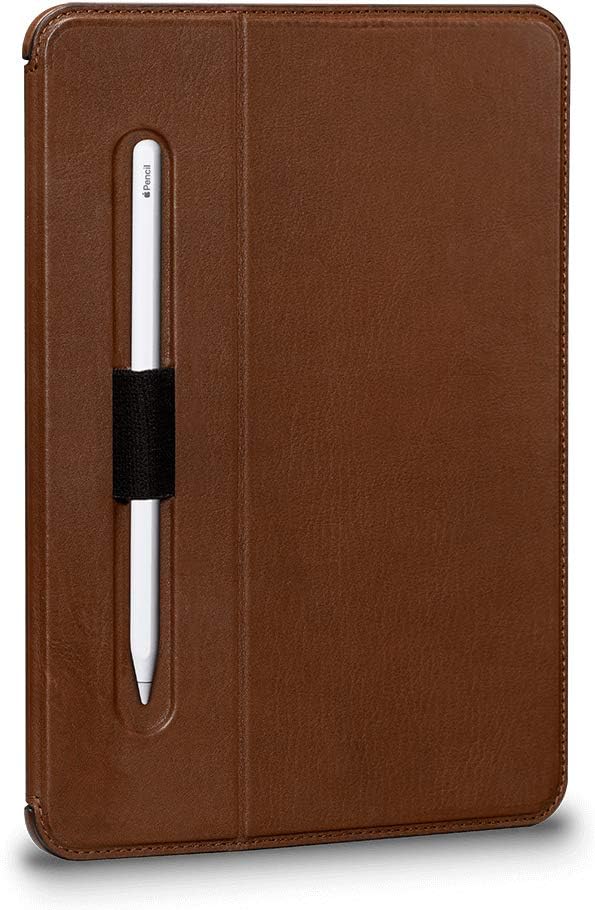 Sena Future Folio Genuine Leather Case for 11-Inch iPad Pro (2018) - Hands-free Viewing with Apple Pencil and Pencil Holder, Tan