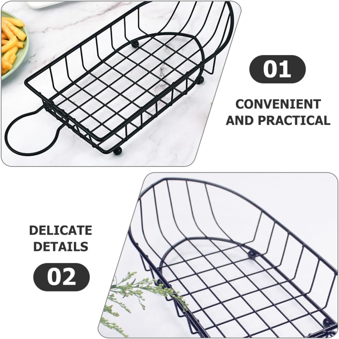 PRETYZOOM 2Pcs Compact Food Basket Multi Function Kitchen Storage Reusable Snack Holders for Fruits and Chips for Household Organization and Space Saving image 3