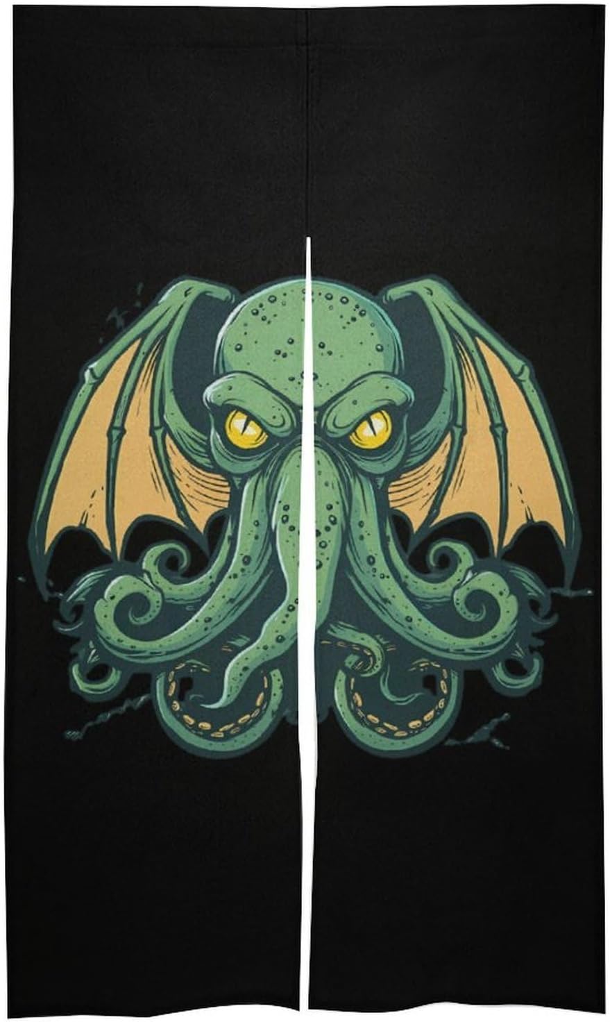 Cartoon Evil Noren Doorway Split Shower Curtain Long Type Window Treatment for Privacy Partition Divider