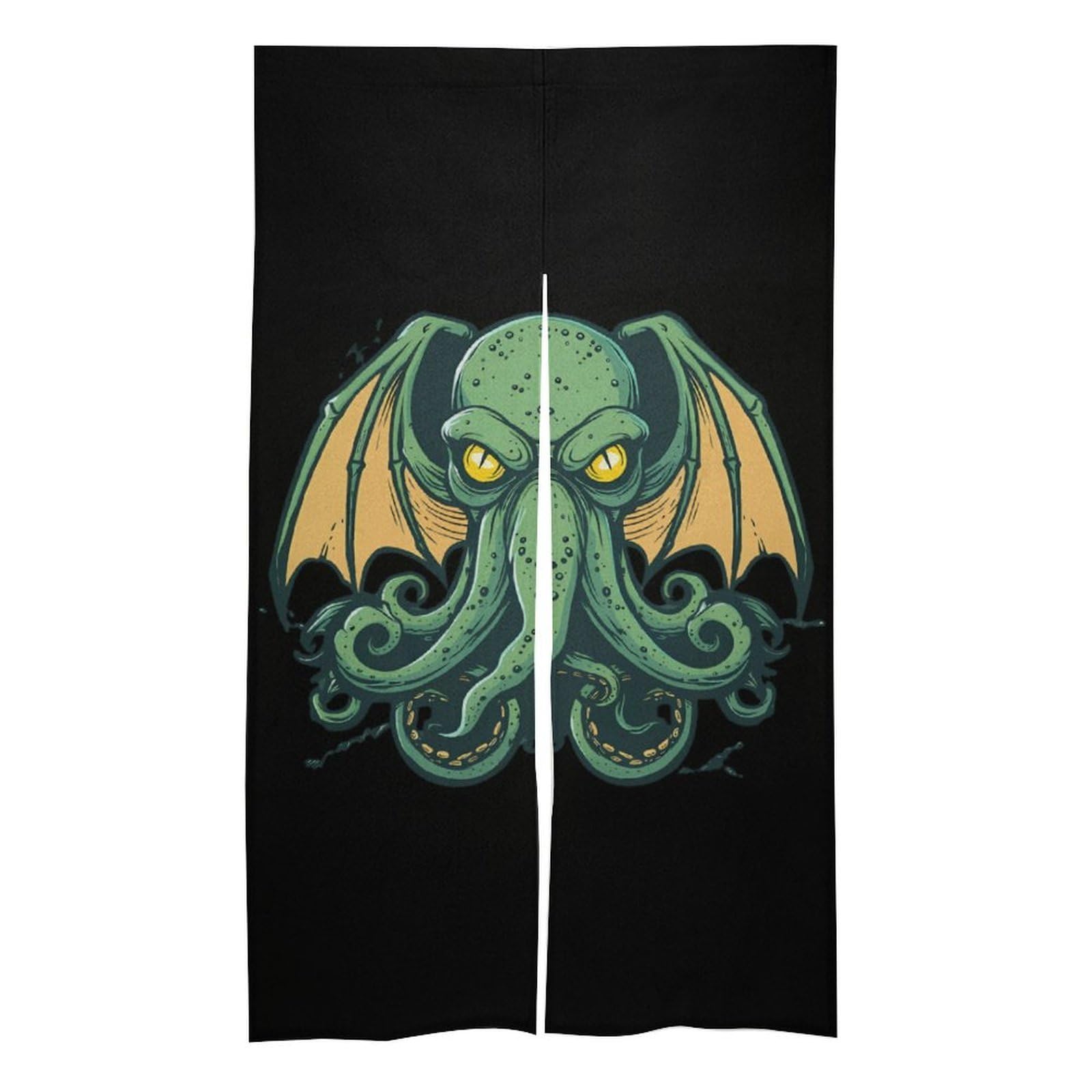 Cartoon Evil Noren Doorway Split Shower Curtain Long Type Window Treatment for Privacy Partition Divider