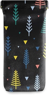 HUSSRITY Eyeglasses Case Abstract Forest Sunglasses Pouch Soft PU Leather Squeeze Top Eyeglass Holder Portable Glasses Case For Women Men