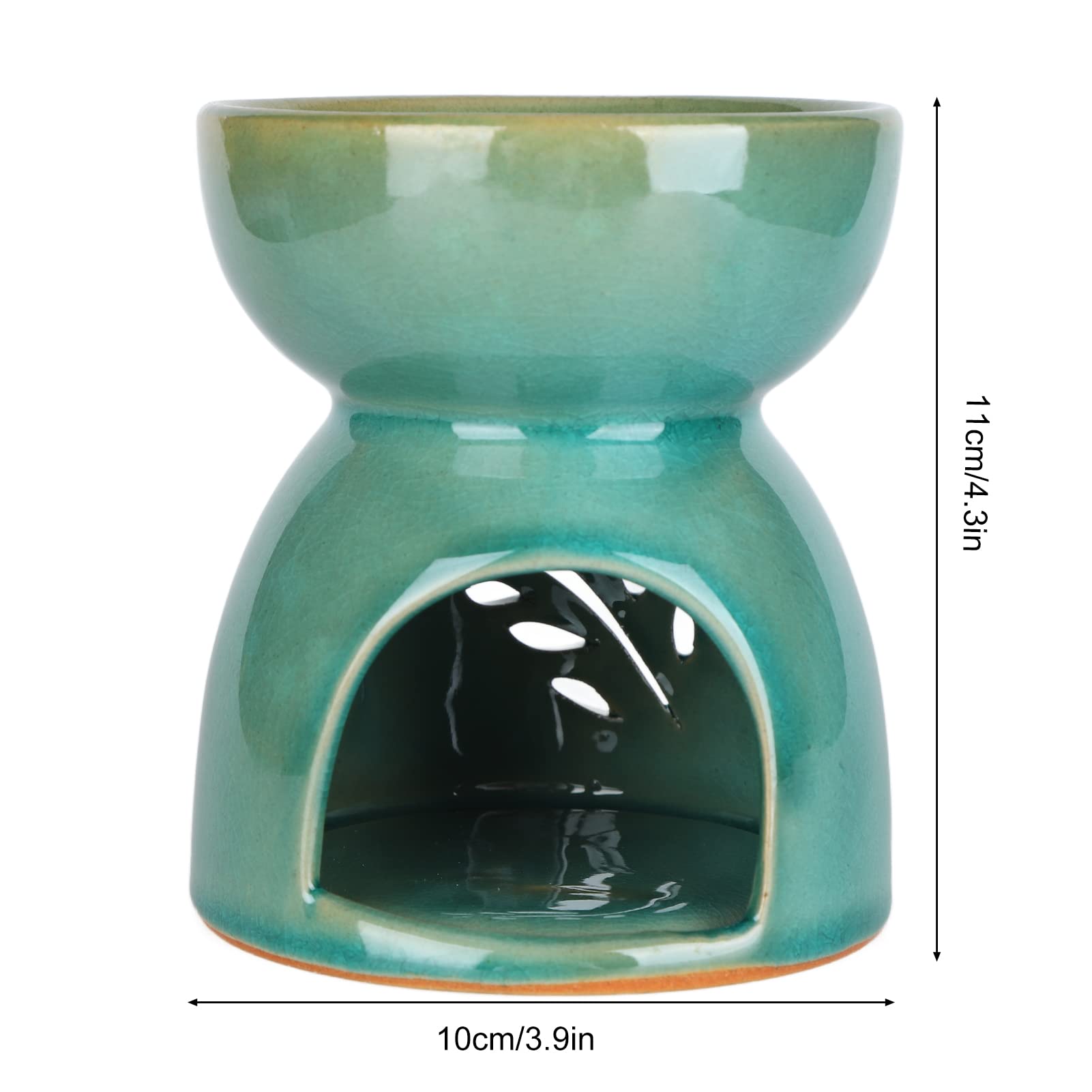 Zyyini Ceramiczny palnik olejków eterycznych, dyfuzor zapachowy aromaterapia aromaterapia wosk zapachowy palnik topiący, do domu sypialni oczyszczania powietrza, akcesoria do medytacji spa jogi (niebieski zielony 11 x 9 cm)