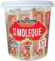 DaColônia Pé de Moleque 51 Unidades 14g Cada – Doce Crocante Tradicional em Pote, Snack Prático para Café e Compartilhar