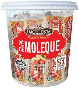 DaColônia Pé de Moleque 51 Unidades 14g Cada – Doce Crocante Tradicional em Pote, Snack Prático para Café e Compartilhar