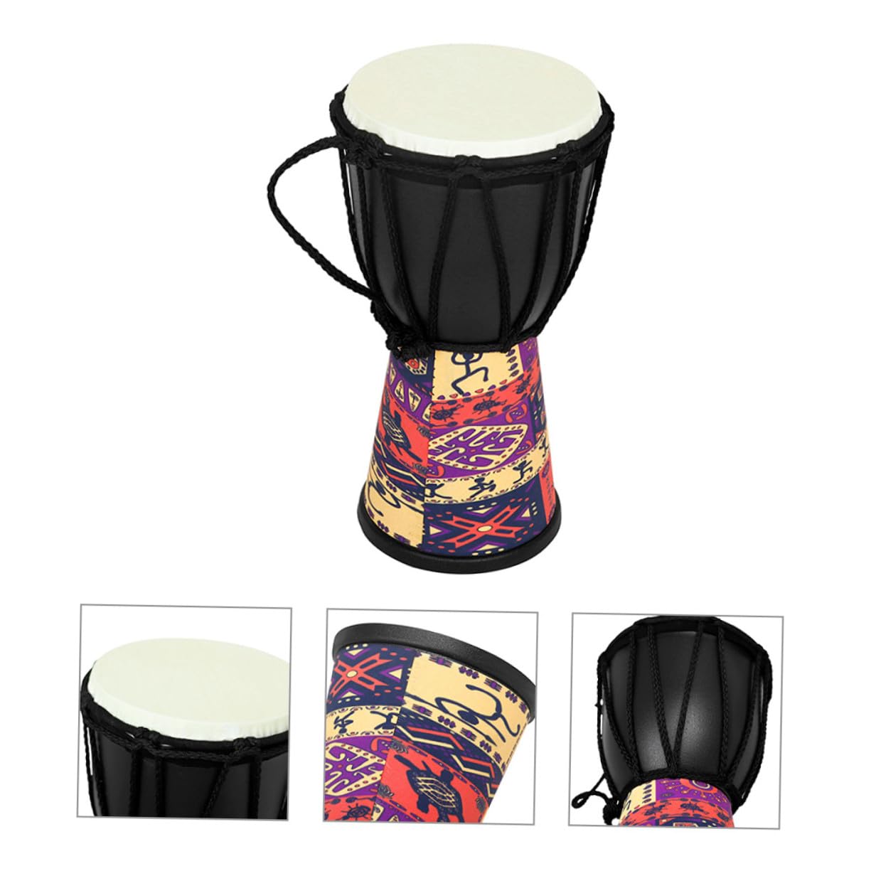 Tamburo Djembe Strumento Percussione per Ragazzo Ragazza Principianti Design Delicato e Resistente Leggero in Pvc Pelle Artificiale di Capra per Eventi Musicali e Scuole