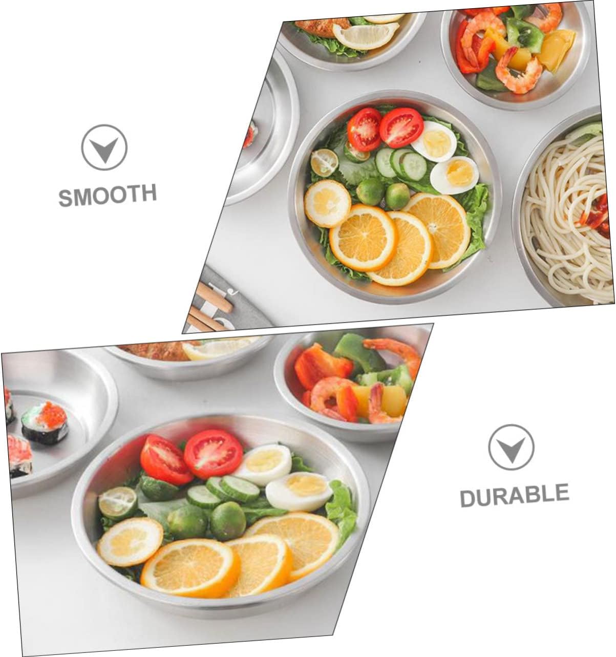 Garneck 3pcs Stainless Steel Round Plate Versatile Camping and Dinner Dish Lightweight Resistant Metal Plates for Outdoor Use and Easy Cleaning