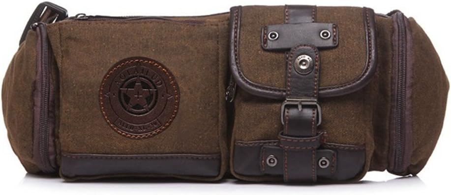 Mens Chest Shoulder Sling Bag Canvas Multi Pocket Hip Belt Crossbody Bag Messenger Bag Casual Bag Tactical Waist Pack