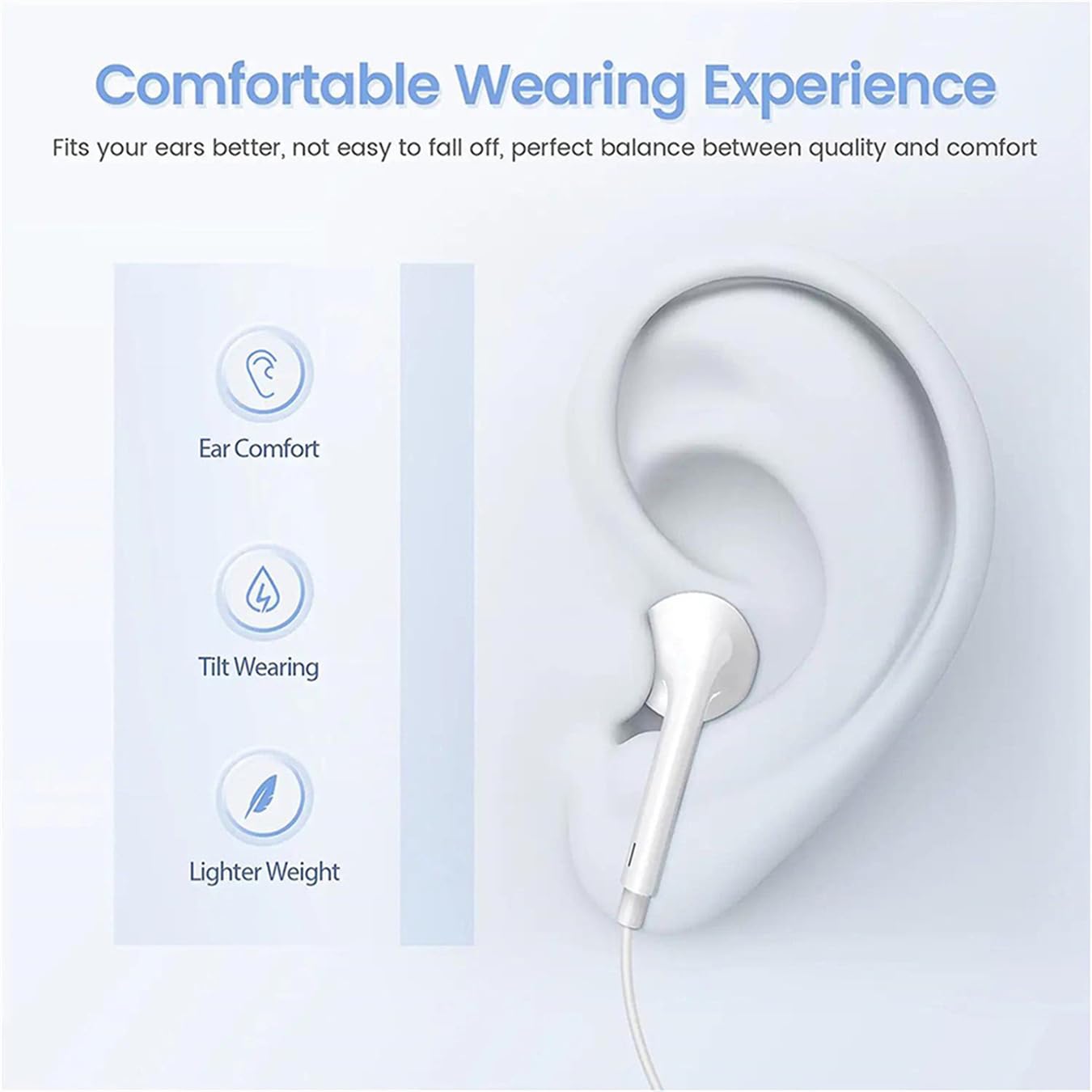 2 Pack Apple Earbuds/iPhone Headphones/Earphones with 3.5mm Plug [Apple MFi Certified] (Built-in Microphone & Volume Control) Compatible with iPhone/Pad/Android/Computer/MP3/4/Other 3.5mm Jack Devices — view 3