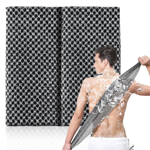 2 Pcs Japanese Exfoliating Shower Towel - Antibacterial Treated Fabric Multi - use for Scrubbing Lathering and Dead Skin Removal Suitable for Adults Daily Use
