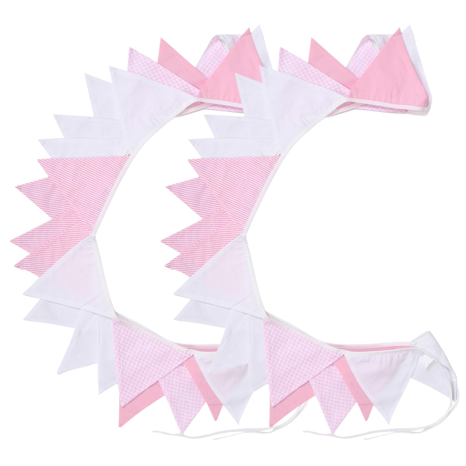 SEWACC Guirnalda Banderines de Algodón Triángulares Reutilizables para Decoración de Bodas y Cumpleaños Infantiles, 2 Piezas, Ambiente Festivo y Elegante