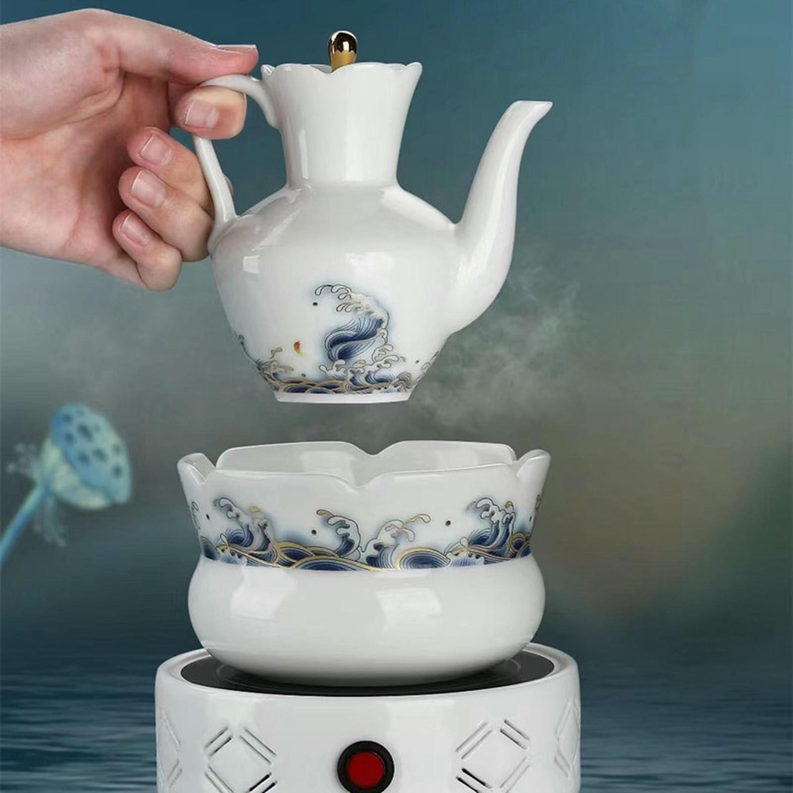 228 ml / 8 uncji chiński domowy owiec gruby jadeit ceramiczny podgrzewacz do wina - podgrzewacz do wina Wanjia
