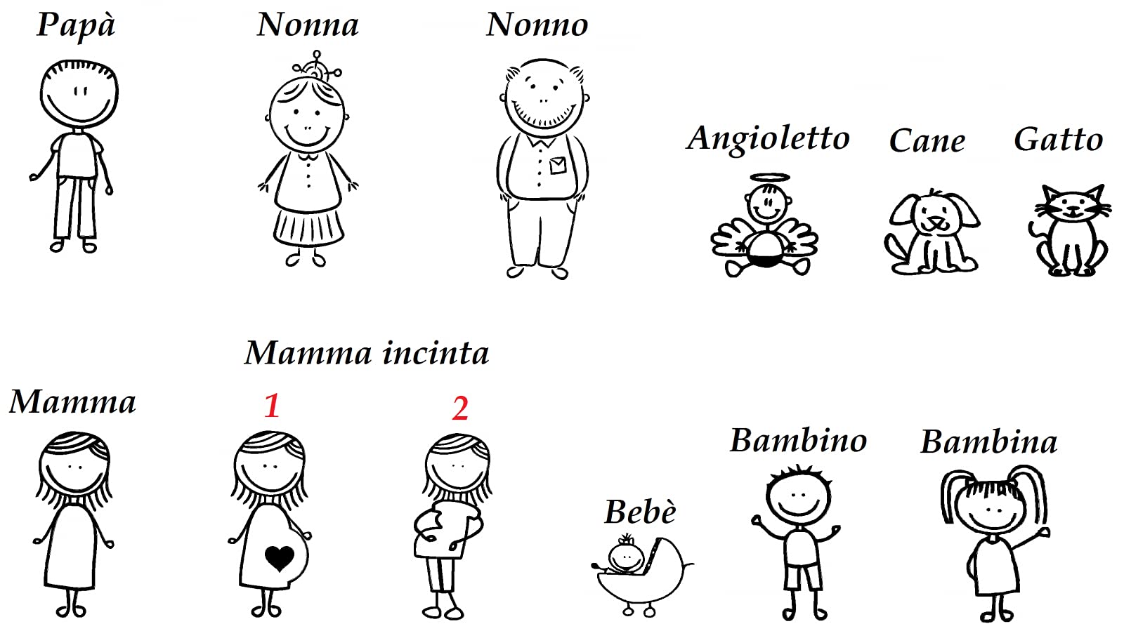 Targhetta in legno personalizzata Famiglia - scegli i personaggi della famiglia da inserire - idee idea regalo legno personalizzato - con base, con fori o biadesivo - TARGA fuoriporta