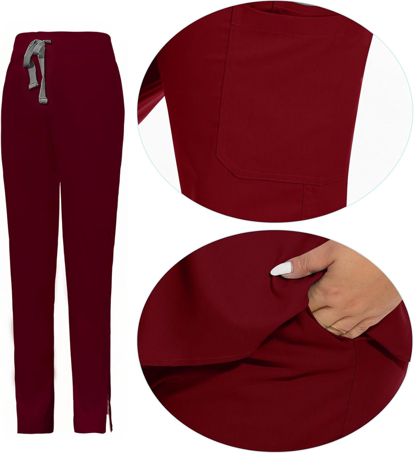 Nurse Scrubs for Women V Neck Blouse Tunic Scrub Set Workwear Uniform Stretch Nursing Jogger Pants Belt