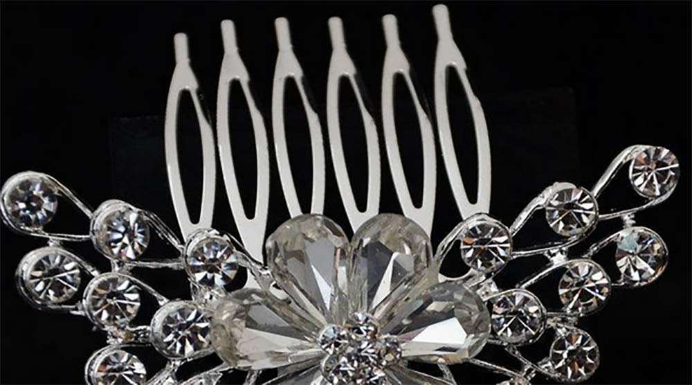 Crystal Hair Pins (4 pack) Bridal Wedding Hair Pins Wedding Hair Comb Bridal Headpieces Wedding Hair Accessories for Brides (Silver)