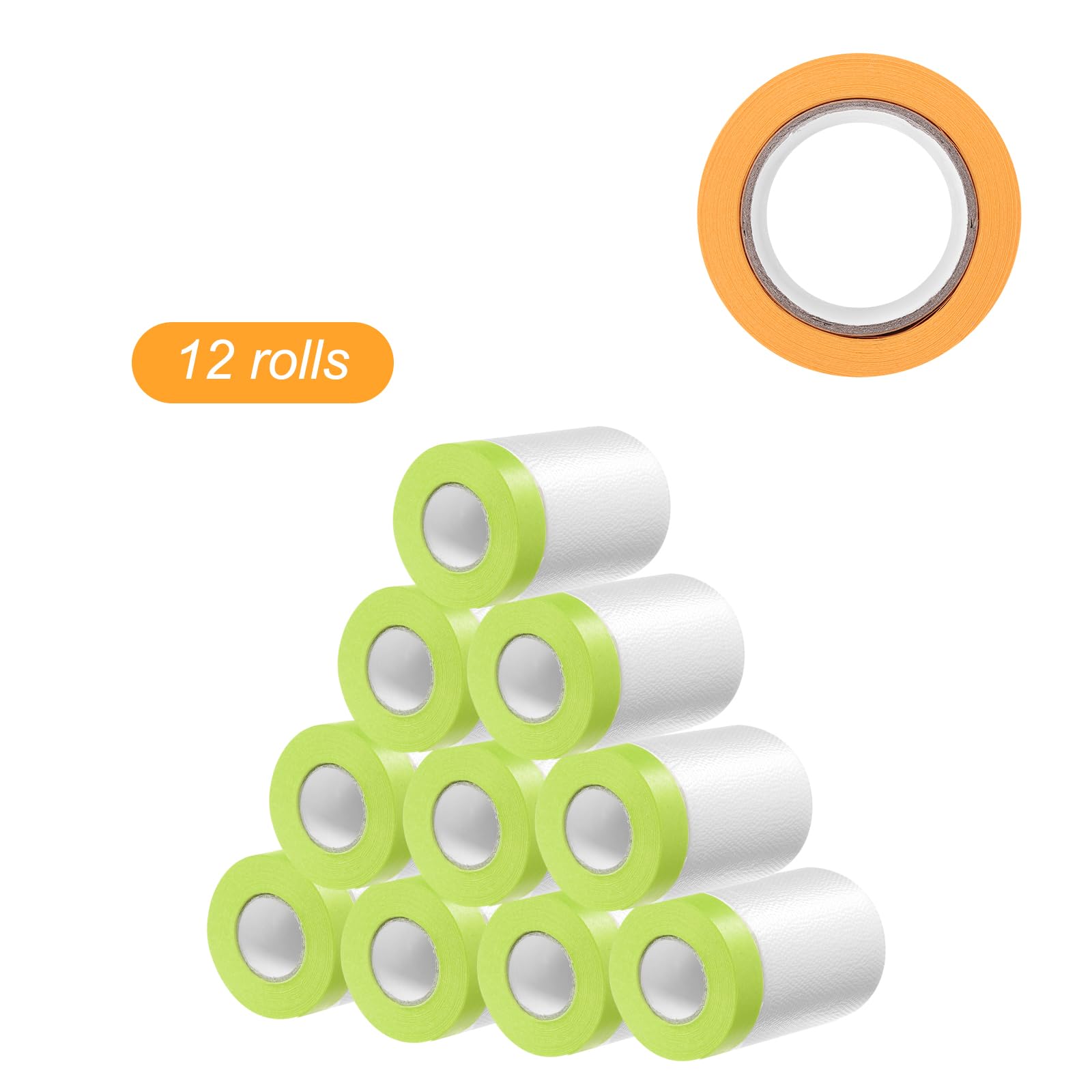 QUARKZMAN 12 Rotoli di Pellicola Mascherante Pre-Adesiva 21.7" x65.6ft Nastro e Telo in Plastica per Pittori con Nastro Pellicola Protettiva per Verniciatura Auto, Verde