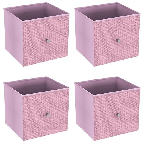 URBNLIVING Set of 1/4/6 Foldable 27cm Woven Fabric Storage Cube Box Drawer Insert Basket with Handle - Multi Colourful Collapsible Toy Arts & Crafts Bins, Durable and Lightweight for Home Office
