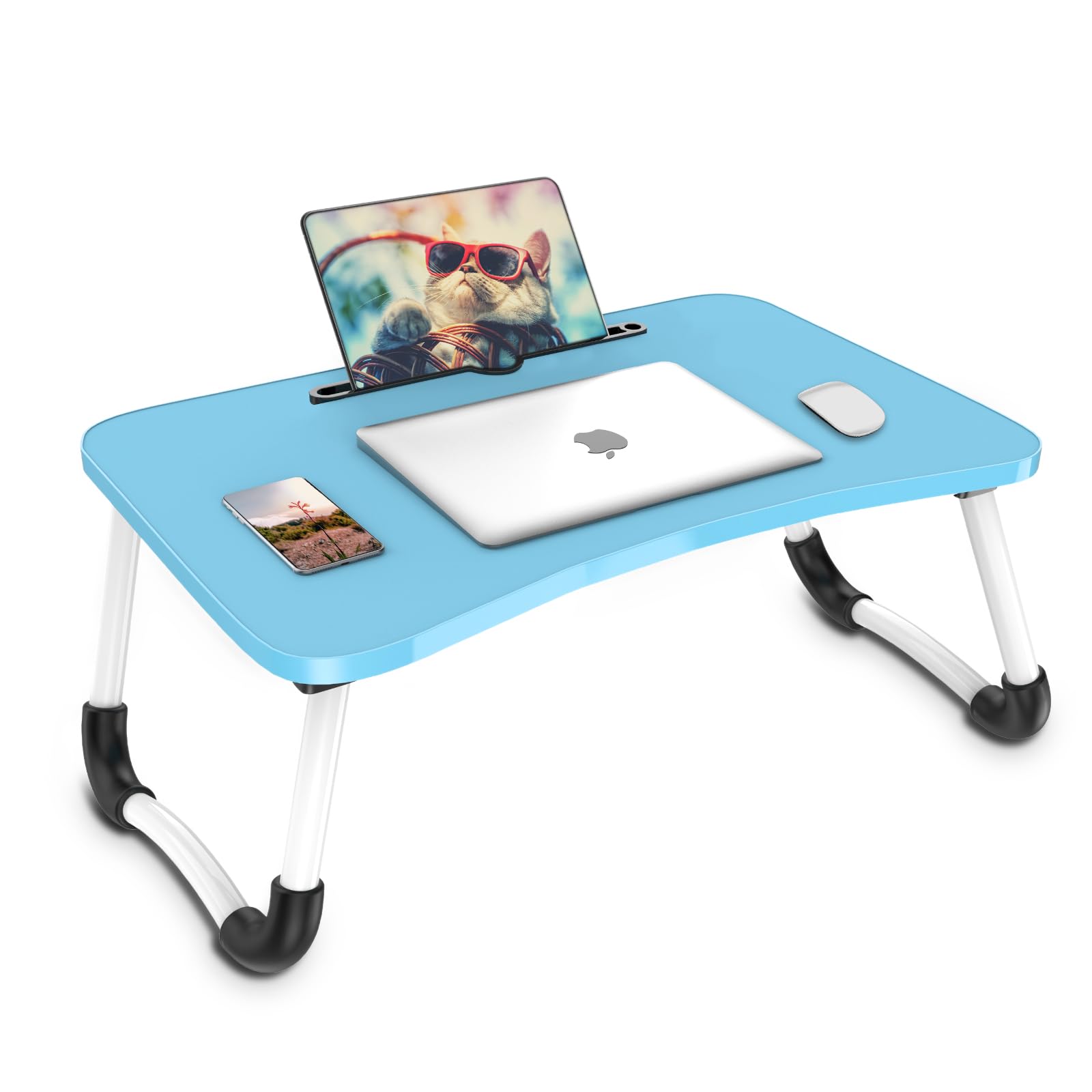 Zapuno Laptop Bed Desk, Portable Foldable Laptop Tray Table with Tablet Slot, Lapdesk Laptop Stand for Bed Portable Standing Table for Bed Couch Floor