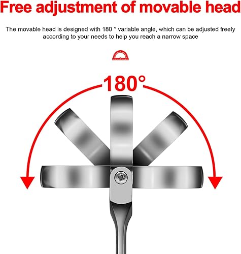 Miniatura 3 de WISEUP Llave de trinquete de 0.630 in, llave combinada forjada CR-V, llave de trinquete de cabeza flexible 2 en 1, herramientas de mano duraderas