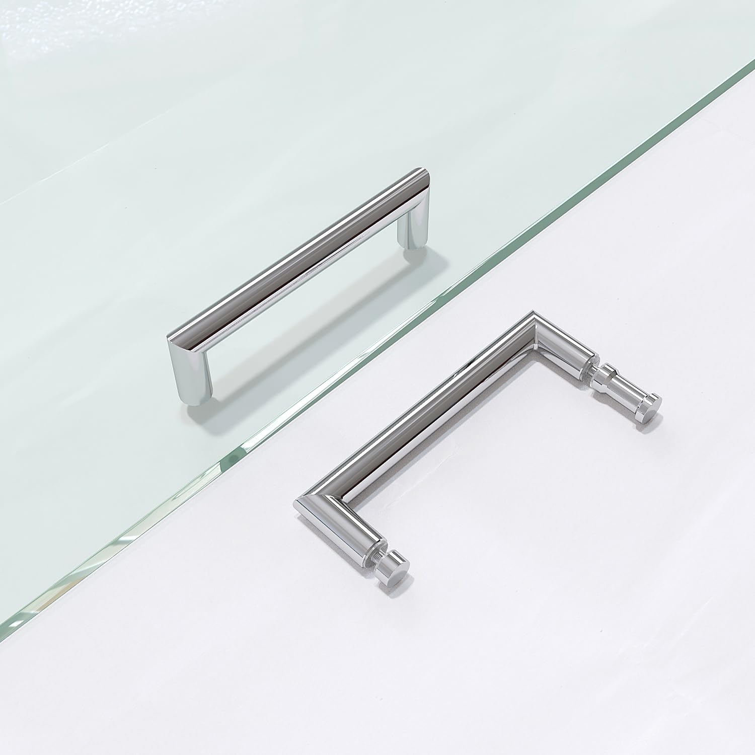 AQUABATOS Duschkabine Griff 2er-Set Schwarz - Edelstahl Türgriff Für Glasstärke 5-10mm