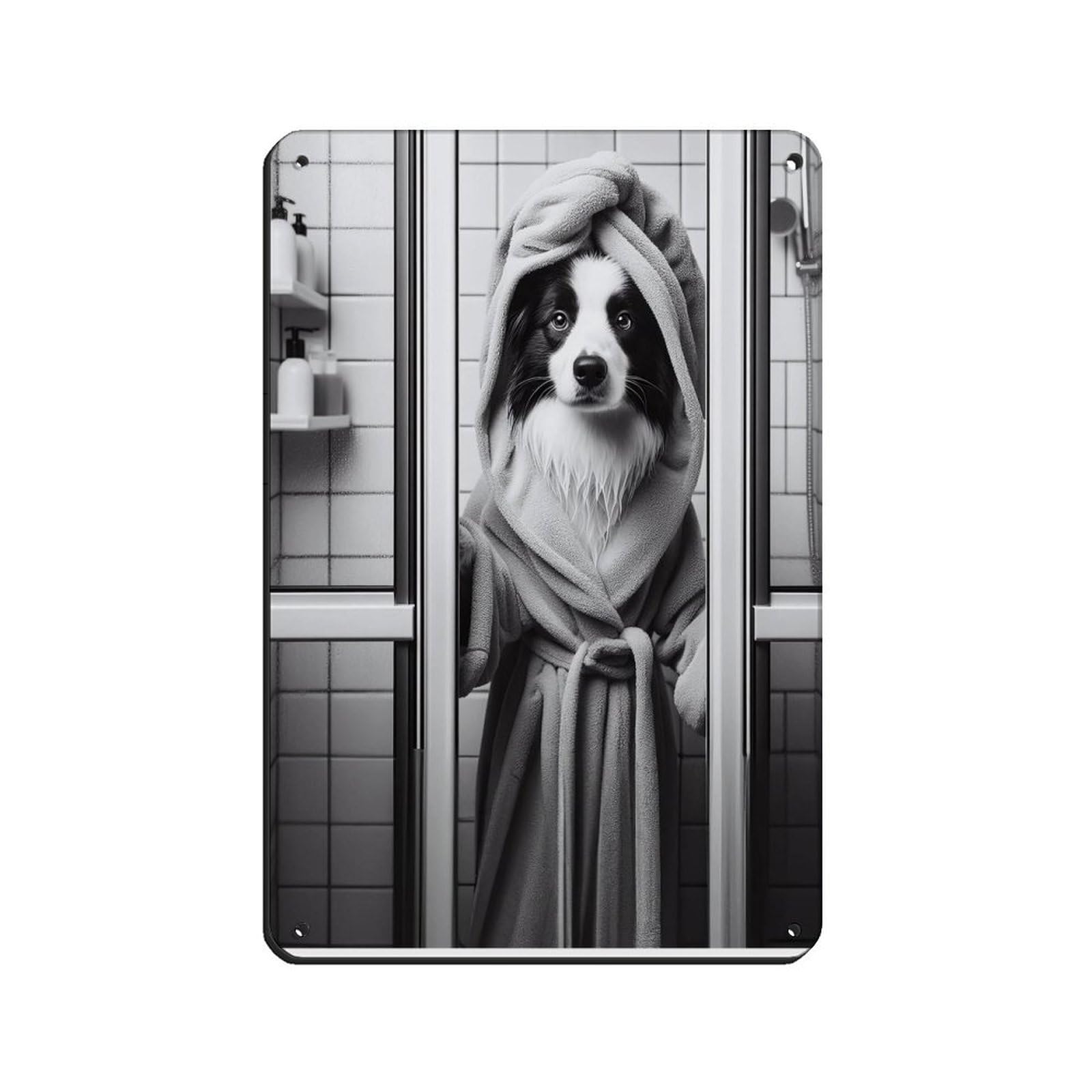 Lxwnze 20L X 30W Cm Border Collie, Bathroom Art Poster Tin Sign Vintage Metal Pub Club Cafe Bar Home Wall Art Decoration Poster Retro 8X12inch(20X30cm)