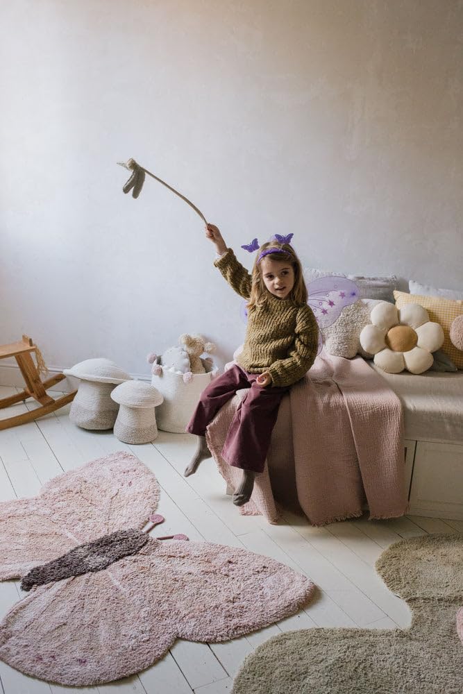 Lorena Canals Waschbarer Teppich für Schlafzimmer, Schmetterling, handgefertigt, 90 x 120 cm