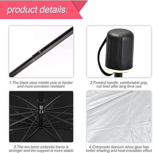 Miniatura 3 de Parasol plegable para parabrisas de automóvil 31 x 52 pulgadas para parabrisas delantero de automóvil bloqueo reflectante de rayos UV mantiene el