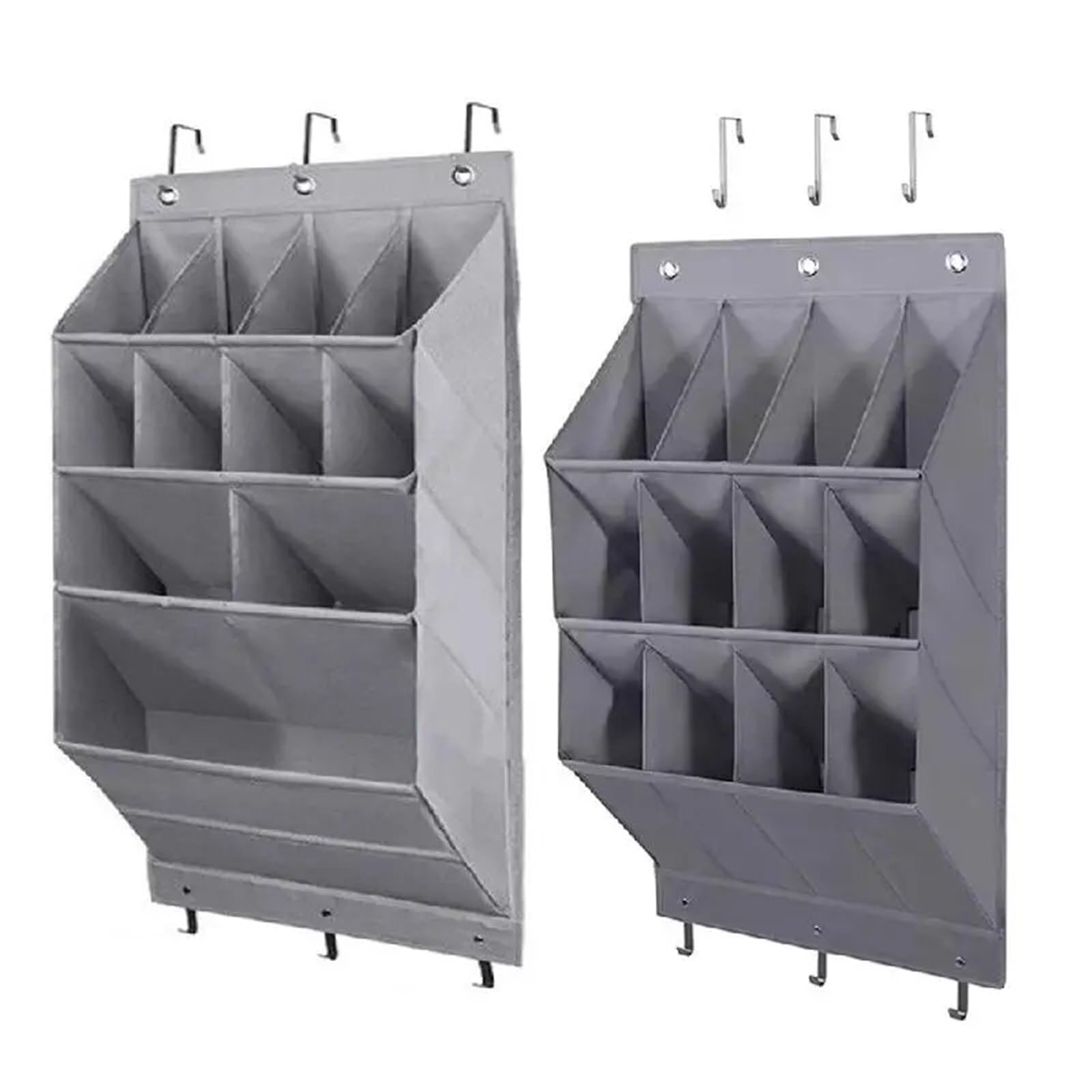 Organisateur Suspendu Rangement Mural de Poche à 11 ou 12 Compartiments, Organiseur de Rangement for Chaussures, Articles Divers, avec Porte de Salle de Bain et Placard(Gray,XX-Large)