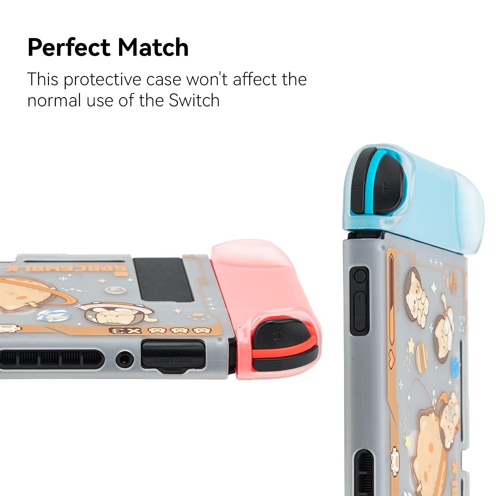 GeekShare Schutzhülle Slim Cover Case Kompatibel mit Nintendo Switch und Joy Con – Stoßdämpfend und Kratzfest – Space Cat