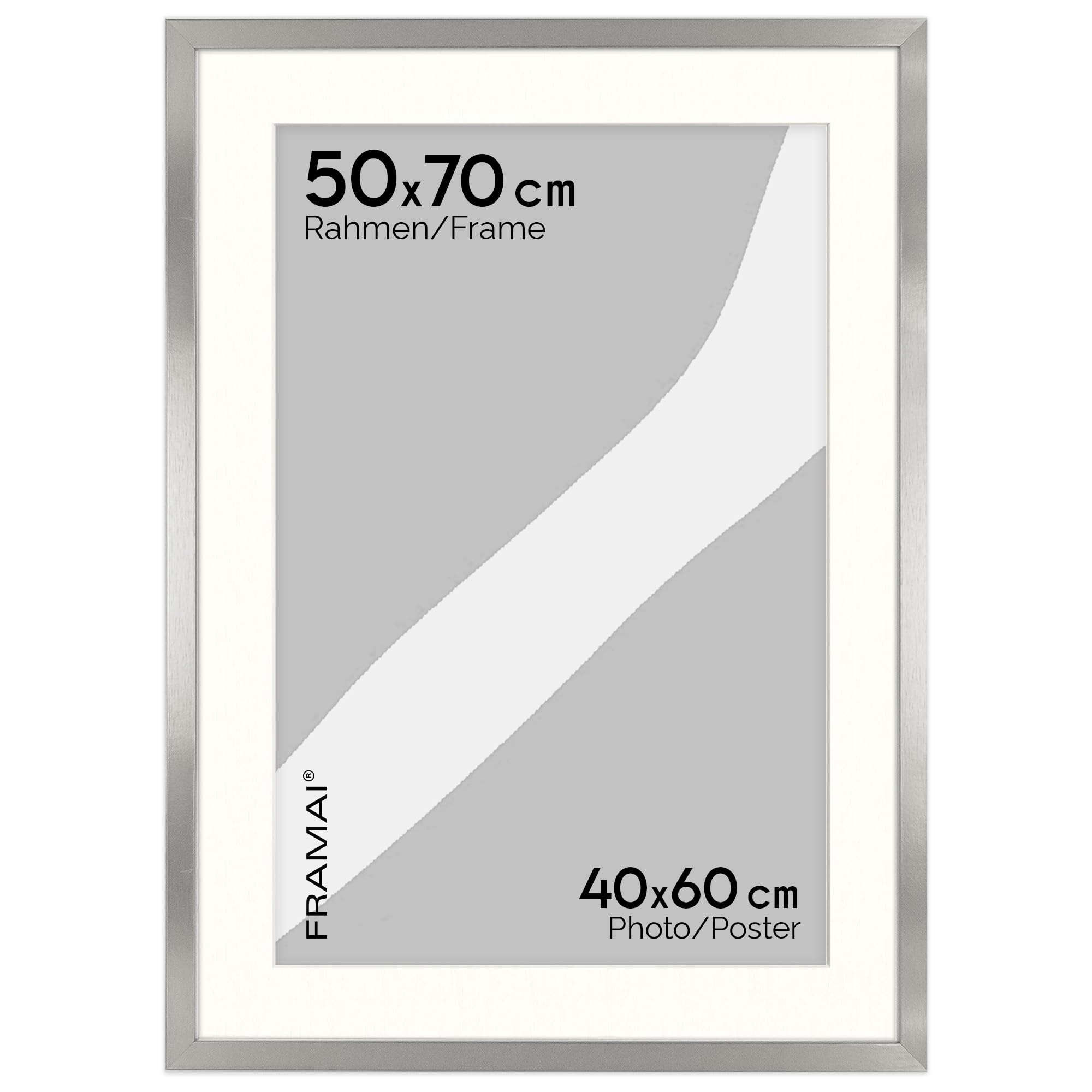 Cadre photo 50x70 cm en argent pour décoration salon chic