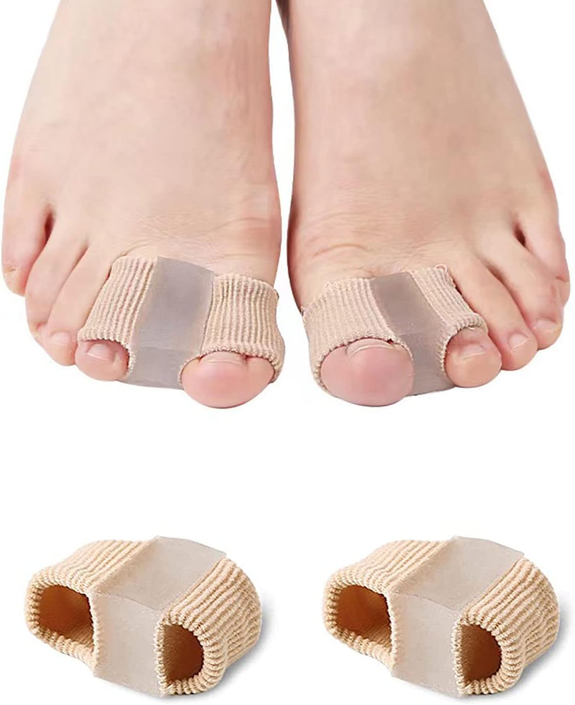 2Pcs Toe Spacers Separator, Gel Bunion Corrector ，Breathable Fabric Corrector, For Overlapping And Pain Relief