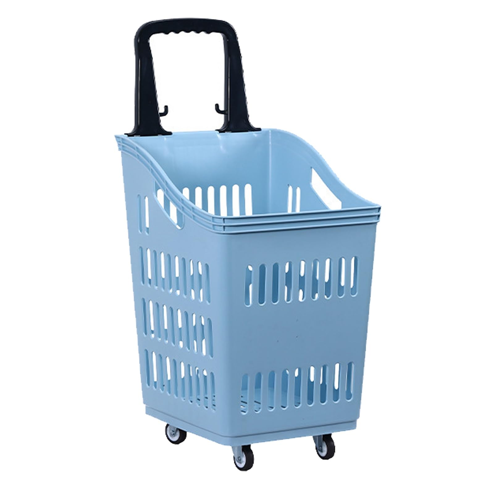 Carrello per la spesa portatile con ruote, colore azzurro, versatile per mercati, negozi di alimentari e frutta | Design in plastica facile da manovrare