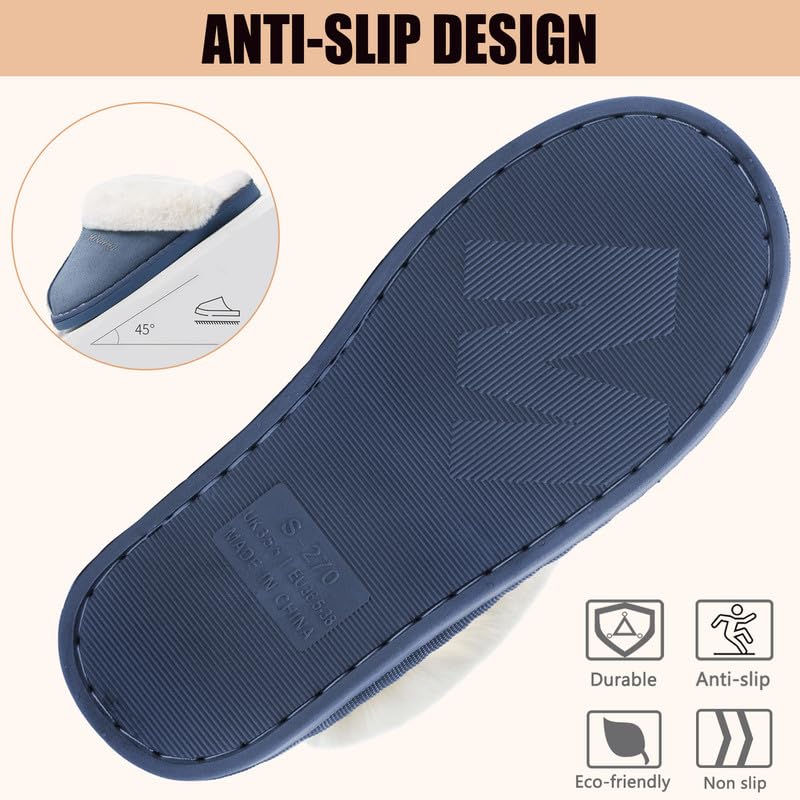 Misolin Pantofole Scamosciate da Donna Uomo Invernali Interne Ciabatte Casa Morbida Autunno Inverno Memoria Schiuma Pavimento Indoor Outdoor