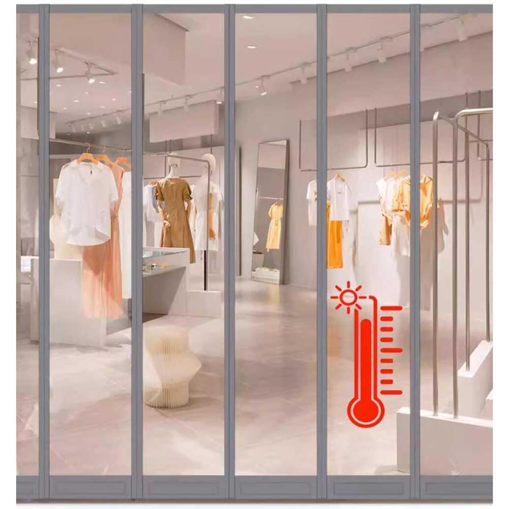 Rideau De Porte Isolé Transparent, Isolation Contre Les Vents De Tempête Portes Blindées Magnétiques en PVC Résistant Aux Intempéries Et À La Perte D'énergie Réduit Le Bruit (Couleur : Clair, Taille