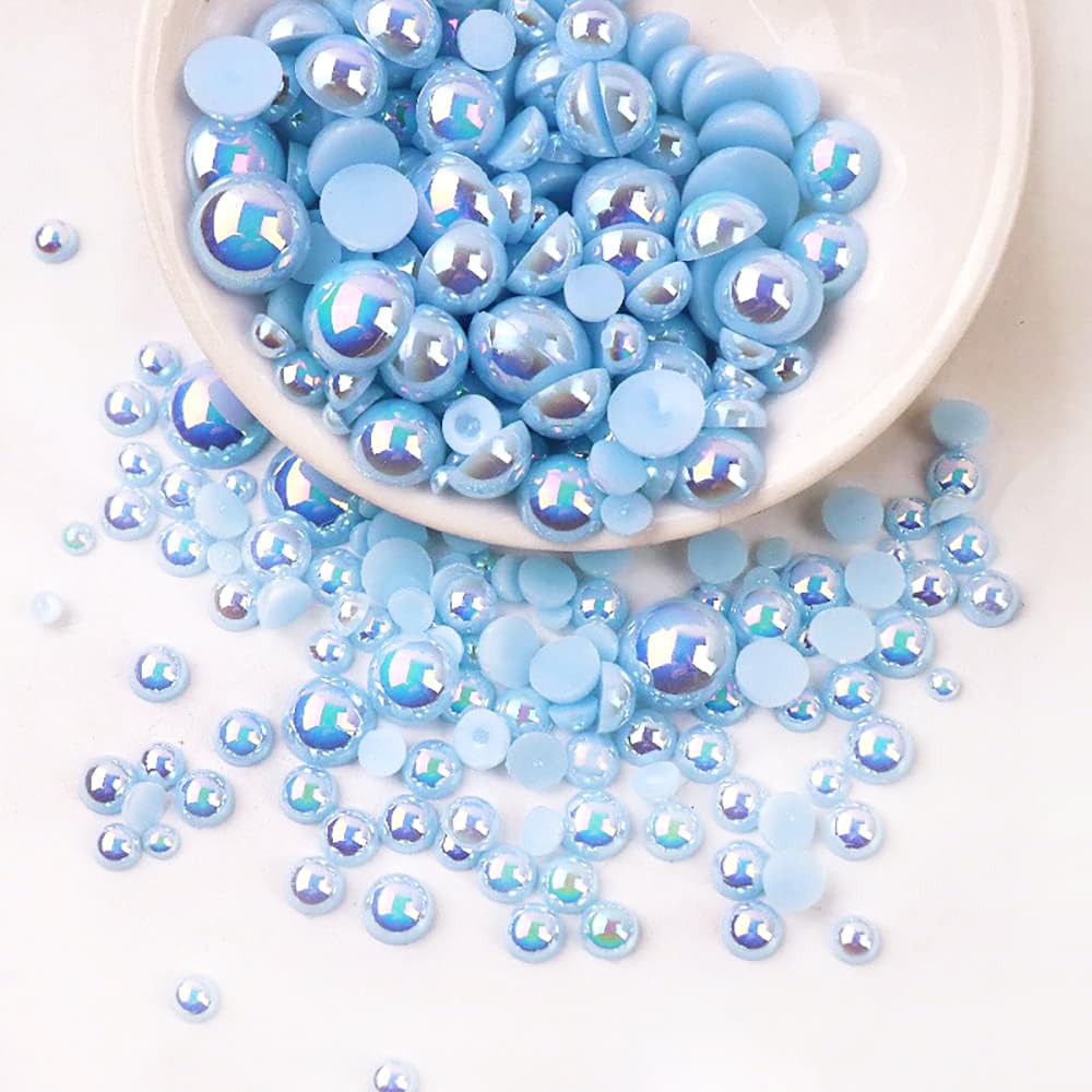 Perle semicircolari bianche con retro piatto da 1,5/2/3 mm, perline sfuse satinate, per fai da te, collane, bracciali, decorazioni per gioielli, abiti