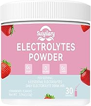 Sugar-Free Electrolyte Powder Drink Mix, Daily Hydration Powder with 6 Key Electrolytes, Trace Minerals, Keto Friendly, Vegan, Non-GMO, Strawberry, 30 Servings