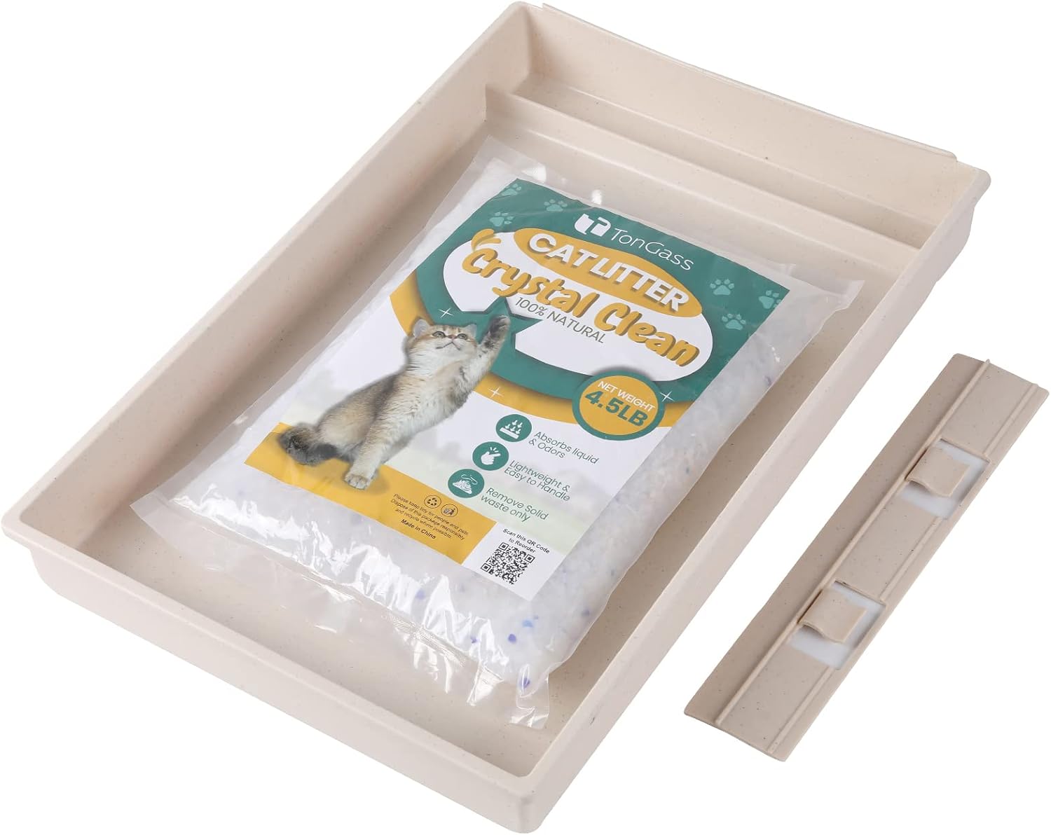 TonGass Reusable SelfCleaning Cat Litter Box Tray Refills with 4.5LB Crystal Cat Litter
